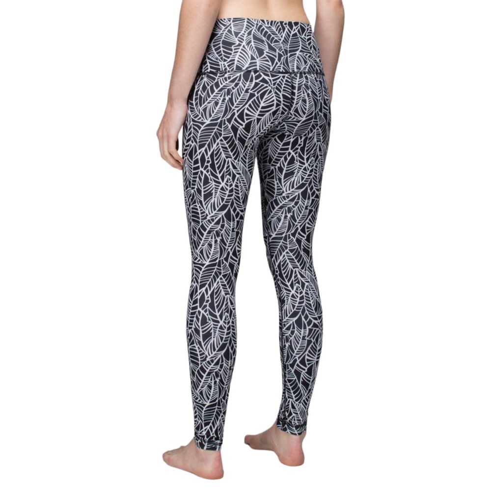 LULULEMON Wunder Under Pants Roll Down Pretty Palm Black Angel Wing